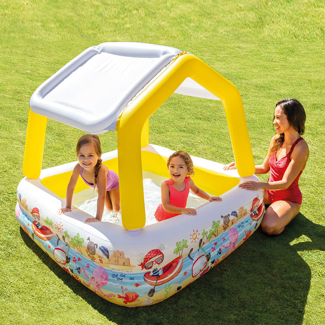 Kinderpool mit Sonnendach | 157 x 157 x 122cm