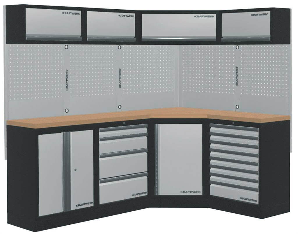 Mobilio 4er Kombi Werkstatt-Schrankwand Multiplex