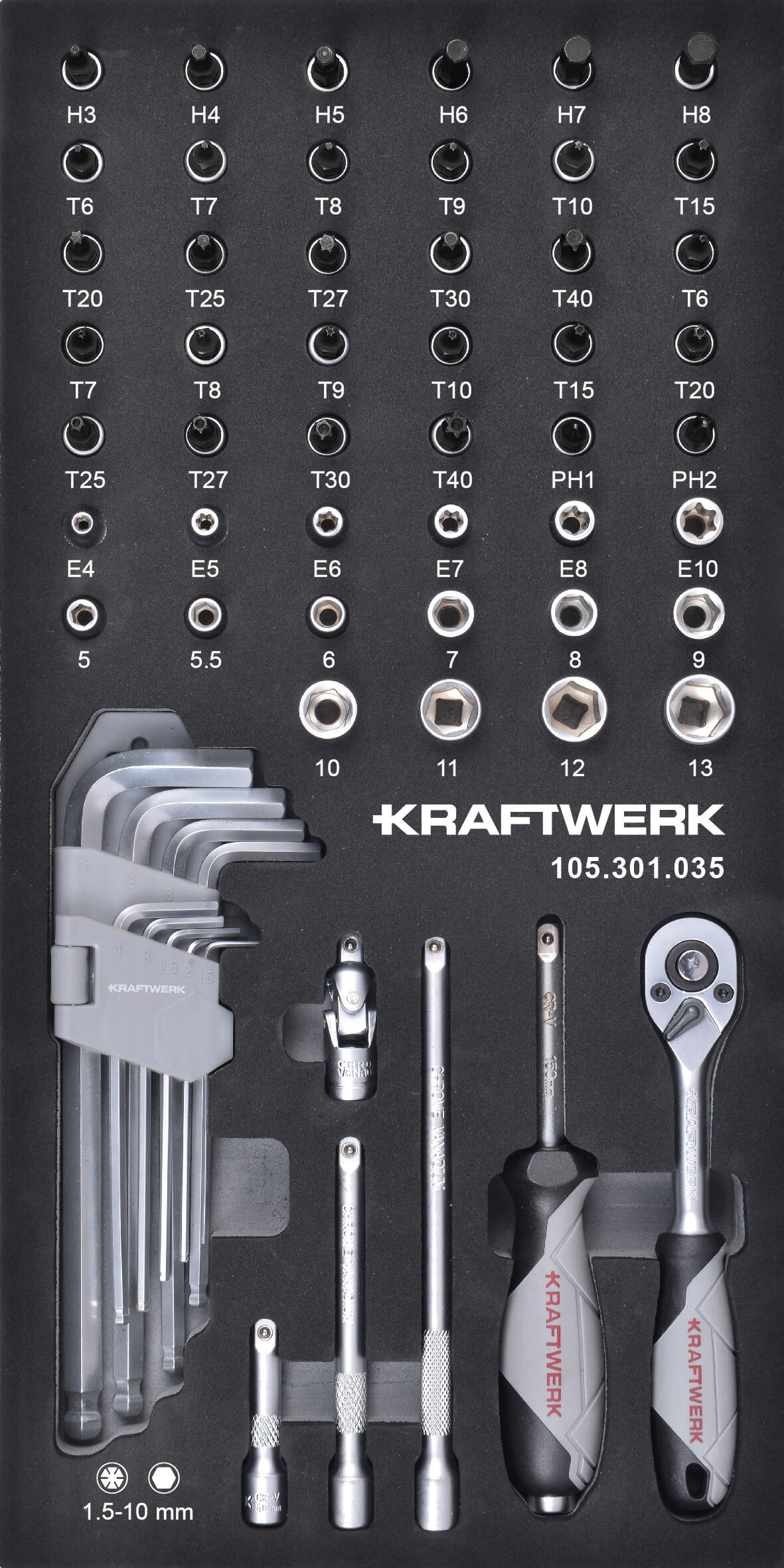 1/4" Umschaltknarrensatz 63-tlg. 20x40 Einlage