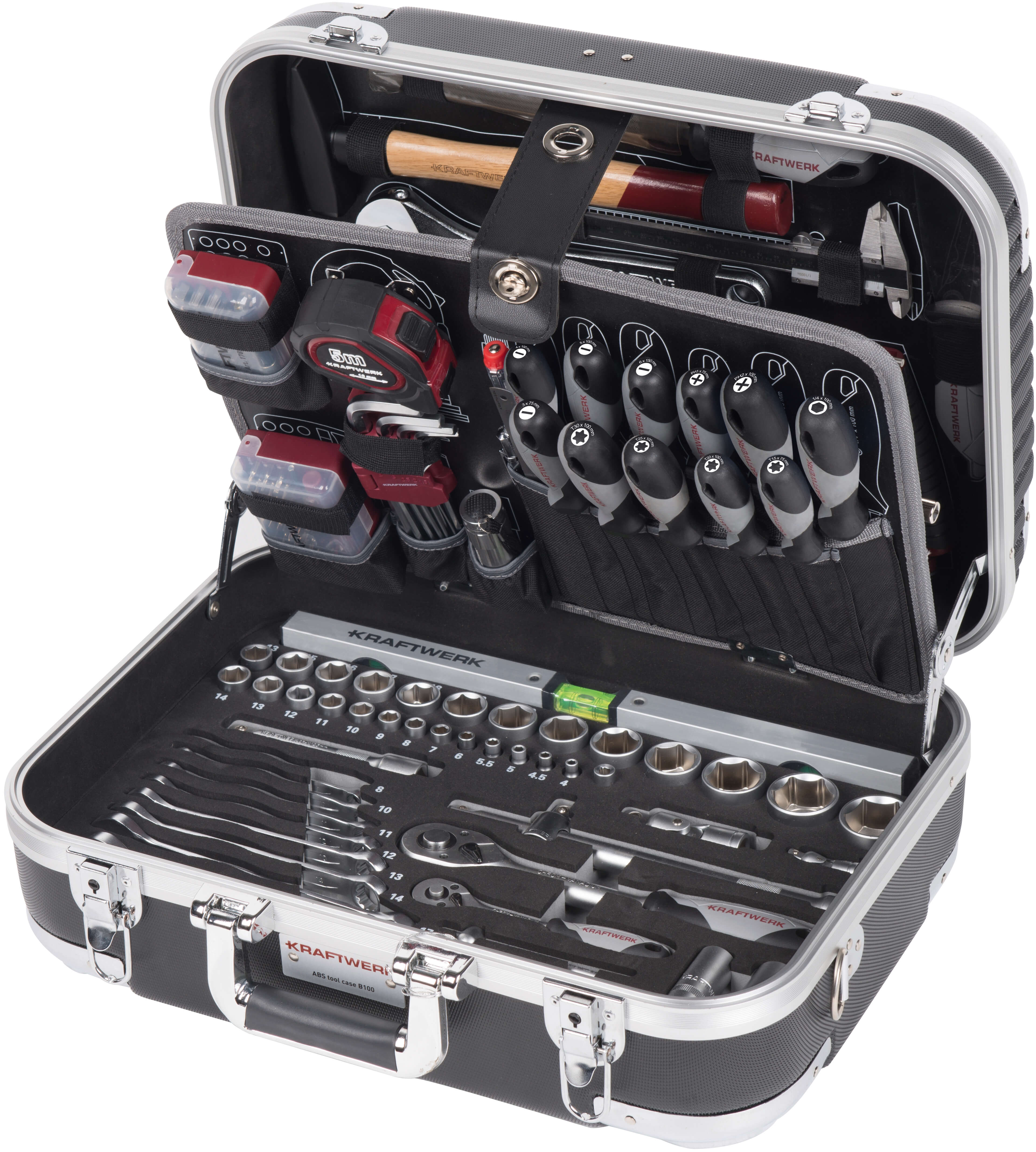 Werkzeugkoffer B100, ABS, 1/4" + 1/2", 170 tlg.