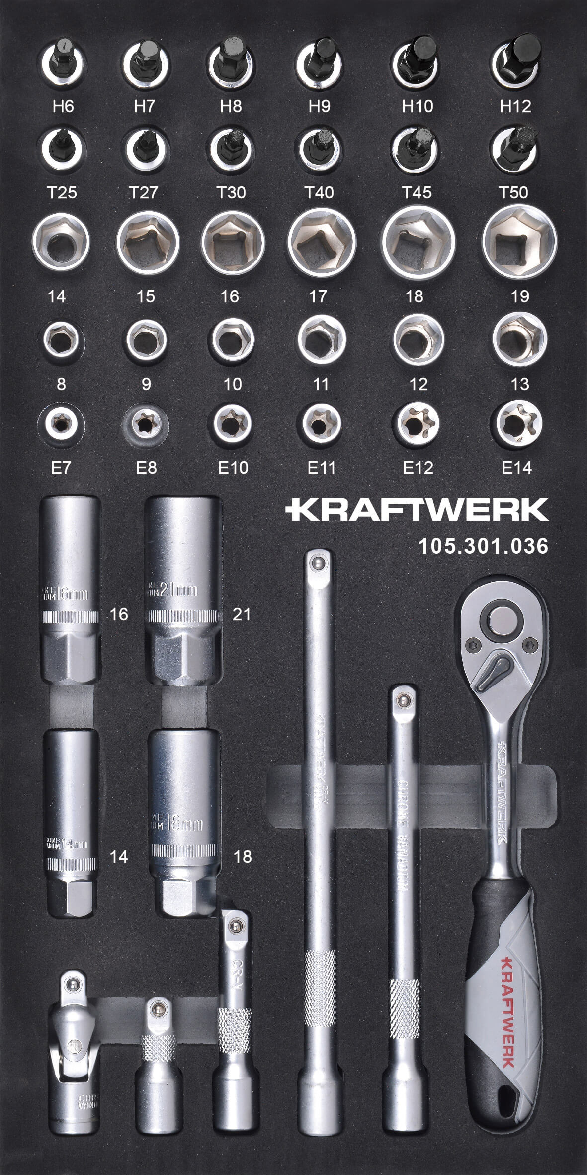 3/8" Umschaltknarrensatz 40-tlg. 20x40 Einlage