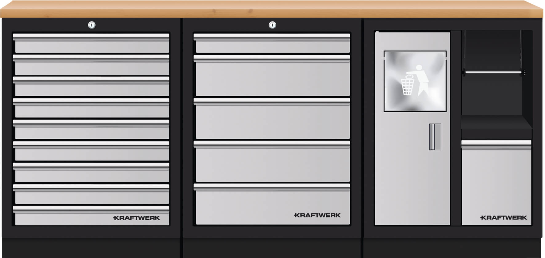 Mobilio 3er Kombi Eimer, Buche Multiplex