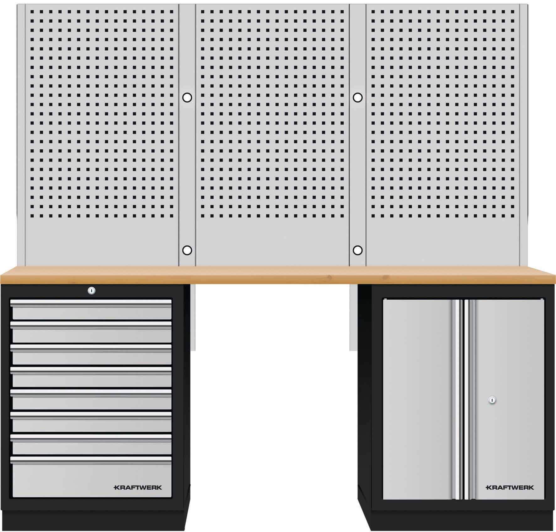 Mobilio 2er Kombi mit Lochwand, Buche Multiplex