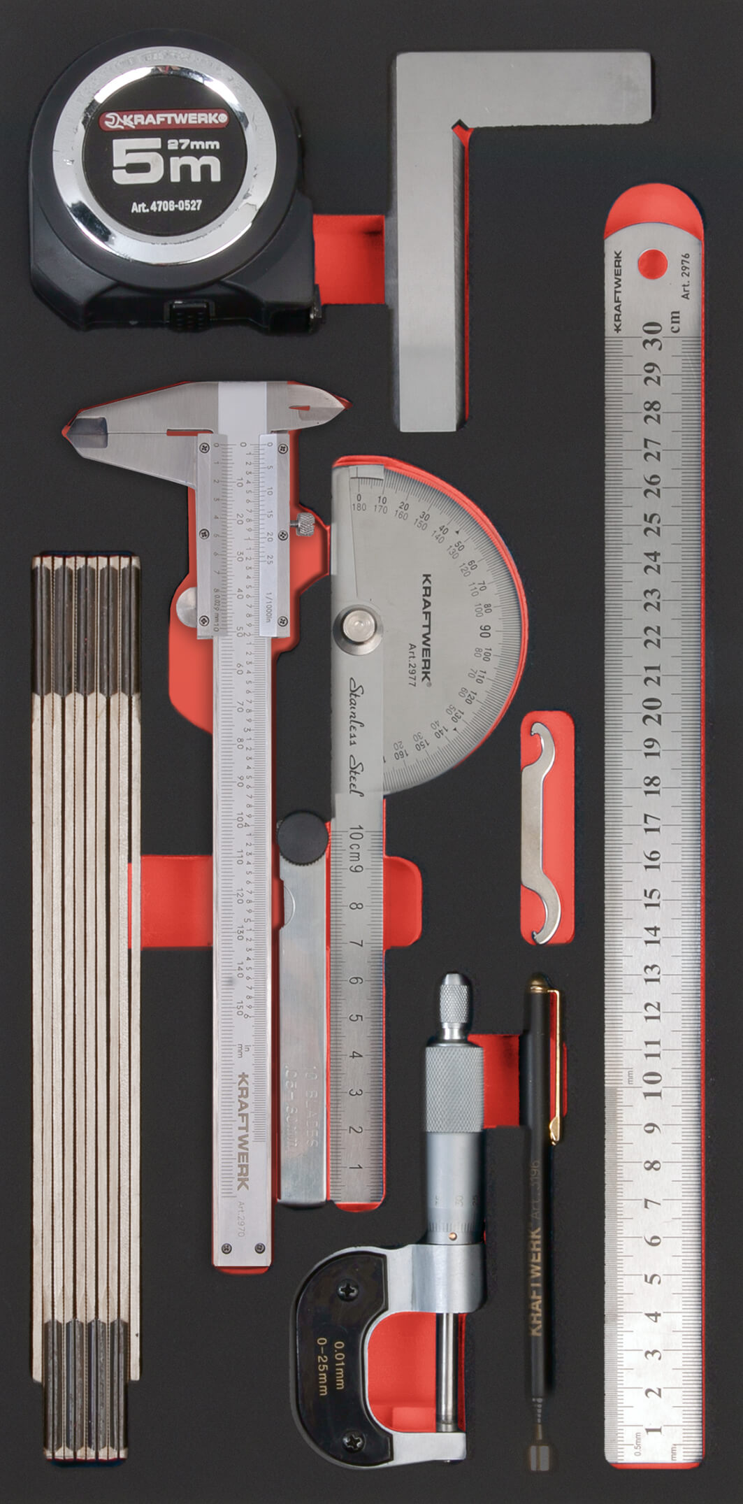 PRO LINE EVA Messwerkzeug-Einlage, 20x40 cm, 9-tlg.
