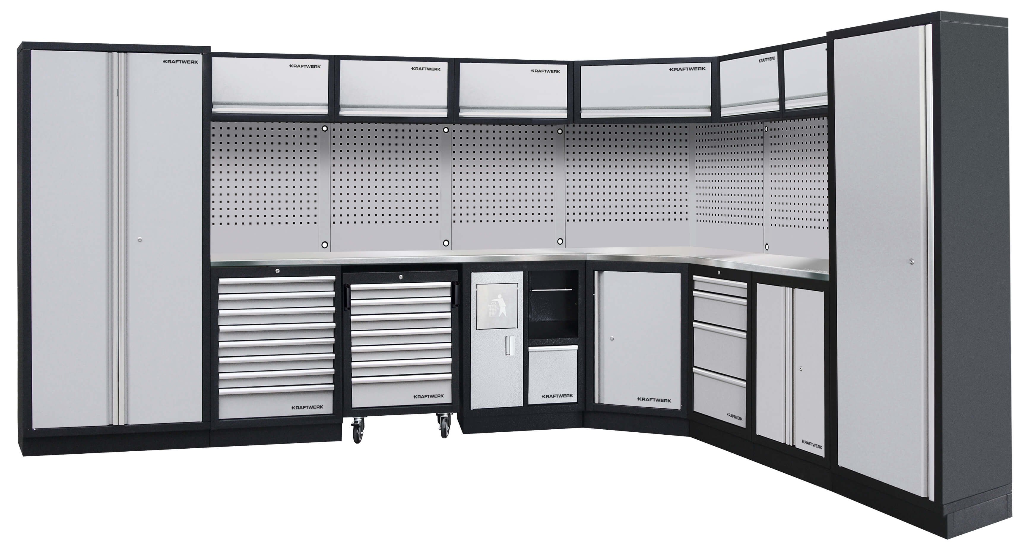 8-Element-Schrankw. mit Lochwand, Buche