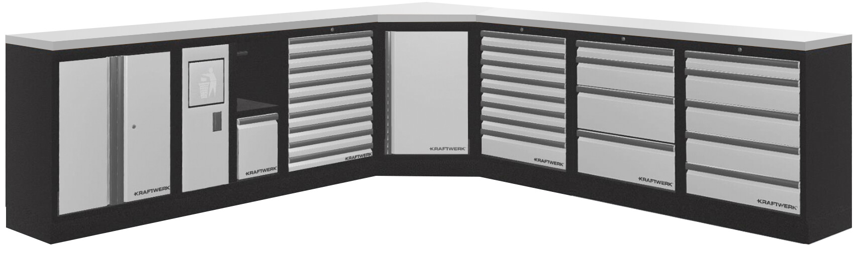 Mobilio 7er Kombi Werkstatt-Schrankwand Multiplex