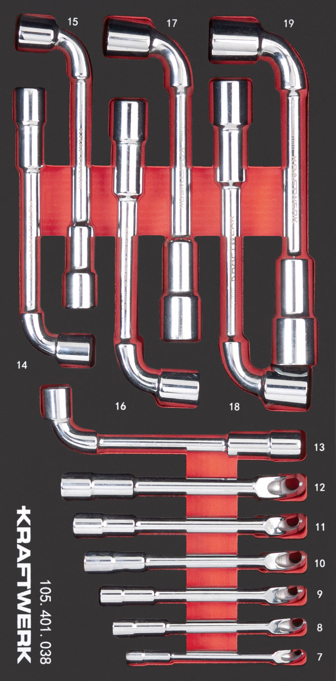 PRO LINE EVA3 Pfeiffenkopfschlüssel 7-19 mm 20x40 13-tlg.