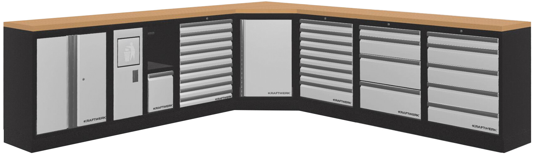 Mobilio 7er Kombi Werkstatt-Schrankwand Multiplex