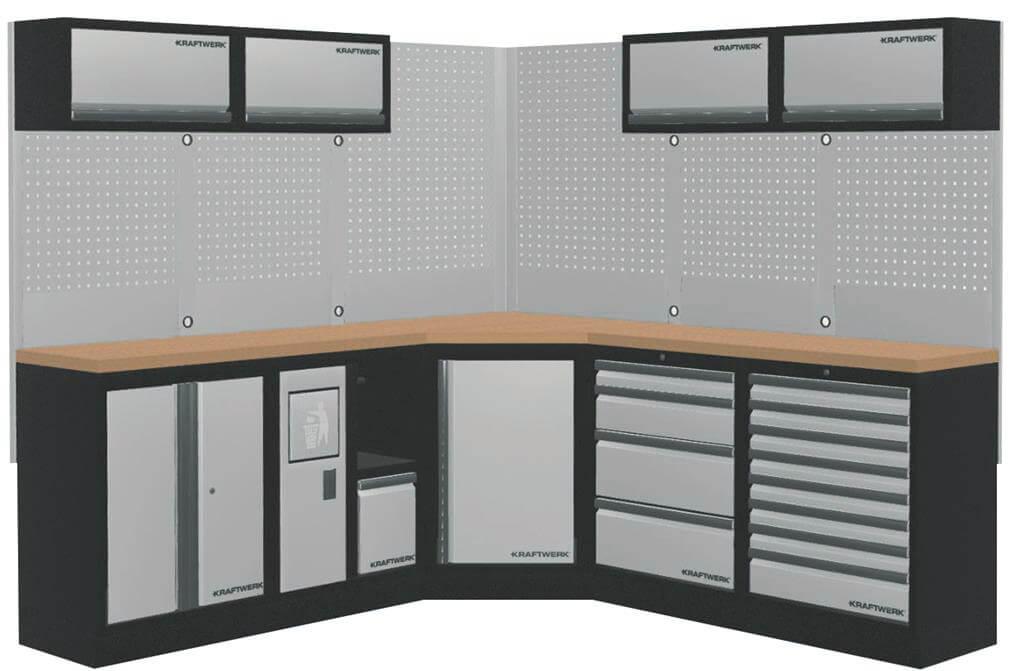 Mobilio 5er Kombi Werkstatt-Schrankwand Multiplex