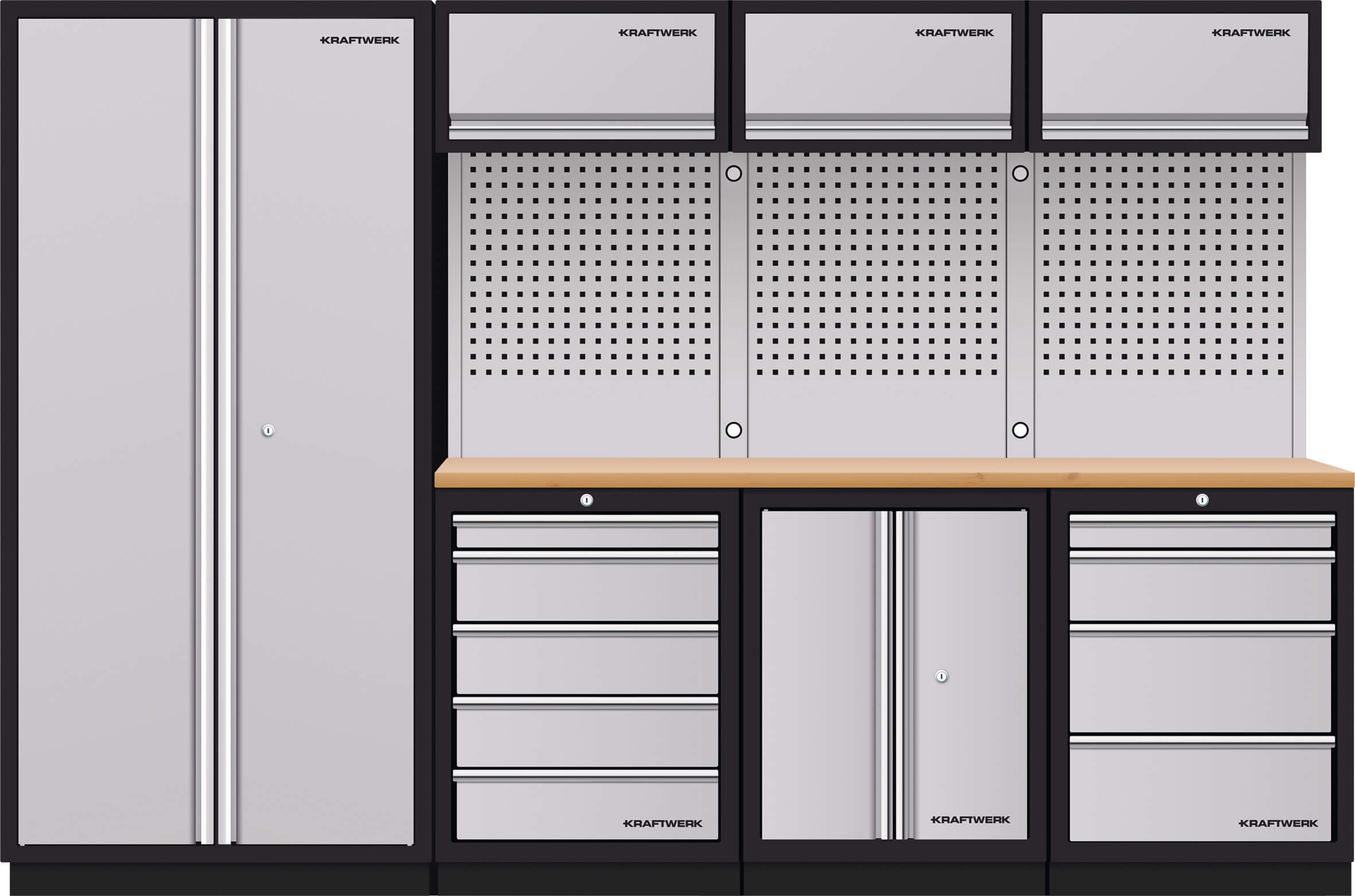 4-Element-Schrankw. mit Lochwand, Buche